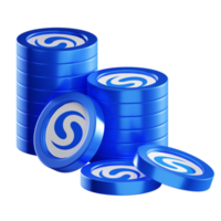 Syscoin SYS coin stacks cryptocurrency. 3D render illustration png