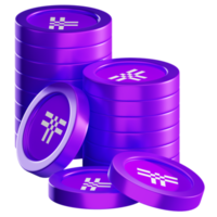 Threshold T coin stacks cryptocurrency. 3D render illustration png