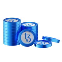 Tezos XTZ coin stacks cryptocurrency. 3D render illustration png