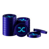 Synthetix SNX coin stacks cryptocurrency. 3D render illustration png