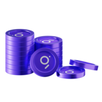 The Graph GRT coin stacks cryptocurrency. 3D render illustration png