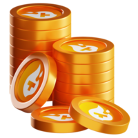 Theta Fuel TFUEL coin stacks cryptocurrency. 3D render illustration png