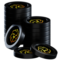 UNUS SED LEO LEO coin stacks cryptocurrency. 3D render illustration png