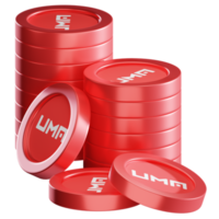 UMA coin stacks cryptocurrency. 3D render illustration png