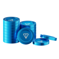 Toncoin TON coin stacks cryptocurrency. 3D render illustration png