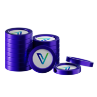 VeChain VET coin stacks cryptocurrency. 3D render illustration png