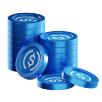 USD Coin USDC coin stacks cryptocurrency. 3D render illustration png