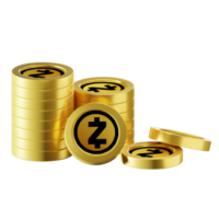 Zcash ZEC coin stacks cryptocurrency. 3D render illustration png