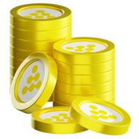 iExec RLC RLC coin stacks cryptocurrency. 3D render illustration png