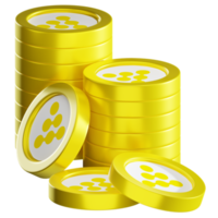 iExec RLC RLC coin stacks cryptocurrency. 3D render illustration png