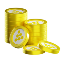 iExec RLC RLC coin stacks cryptocurrency. 3D render illustration png