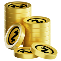 Zcash ZEC coin stacks cryptocurrency. 3D render illustration png