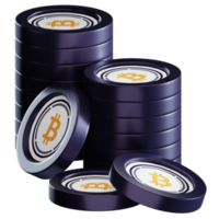 Wrapped Bitcoin WBTC coin stacks cryptocurrency. 3D render illustration png