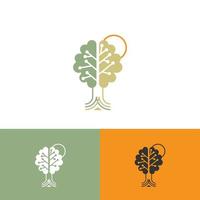 Brain with Tree Logo Design Template, Brain logo that formed tree. vector