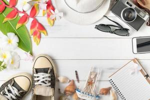 prepare accessories and travel items for summer photo