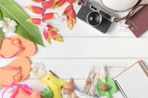 prepare accessories and travel items for summer photo