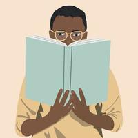 African american man hiding behind a book vector