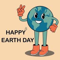 Happy Earth Day card in retro style vector