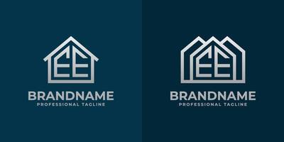 letra ee hogar logo colocar. adecuado para ninguna negocio relacionado a casa, real bienes, construcción, interior con ee iniciales. vector