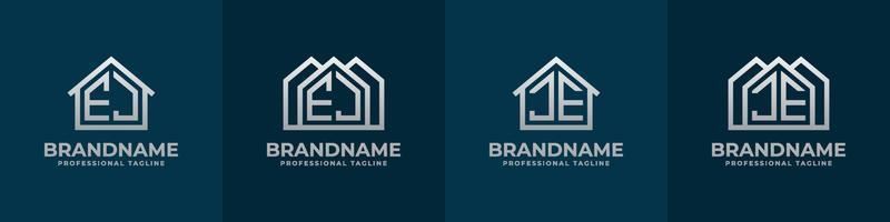 Letter EJ and JE Home Logo Set. Suitable for any business related to house, real estate, construction, interior with EJ or JE initials. vector