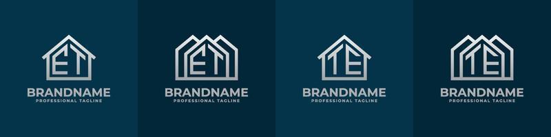 Letter ET and TE Home Logo Set. Suitable for any business related to house, real estate, construction, interior with ET or TE initials. vector