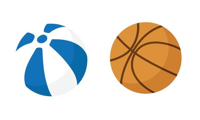 A blue and white ball and basketball on a white background.
