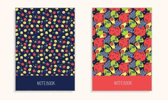 Two cover for notebook with space color doodle pattern. Hand drawn vector illustration.