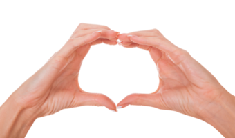 Female hands forming a heart shape, close-up png