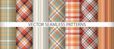 Set seamless background vector. Check plaid texture. Pattern fabric tartan textile. vector