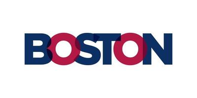 boston, massachusetts, diseño de eslogan tipográfico de estados unidos. logotipo de América con letras gráficas de la ciudad para impresión y web. vector