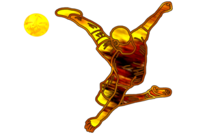 football icon of player jump and doing acrobatic bicycle kicking a ball png