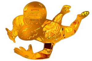 icon golden color of football player stunt to catch ball png