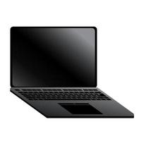 Mock up or clip art with black laptop on white. Personal Computer vector