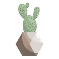 Green succulent opuntia in ceramic pot on a white. Prickly pear, pear cactus. tuna, sabra, nopal, paddle cactus vector