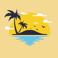 Beach and sea landscape background in flat colors vector