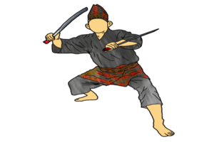 icon martial art Malay show skill movement with two machetes weapon png