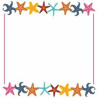 Starfishes background in flat design. Frame or border with empty space. vector