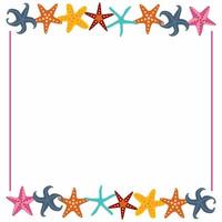 Starfishes background in flat design. Frame or border with empty space. vector