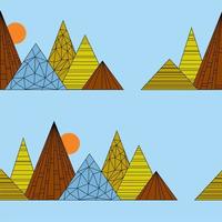 Geometric mountain landscape. Seamless pattern of Abstract mountains. Composition of triangles and stripes. vector