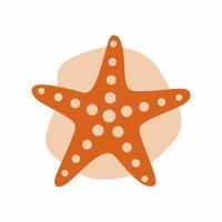 Orange seastar hand drawn cartoon style vector