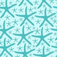 Starfish blue seamless pattern background. Different sizes. vector