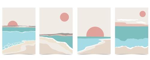 Beach background with sun,sea and sky in the daytime with pastel color vector