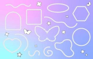 90s object design in pop and y2k style with pearl necklace vector