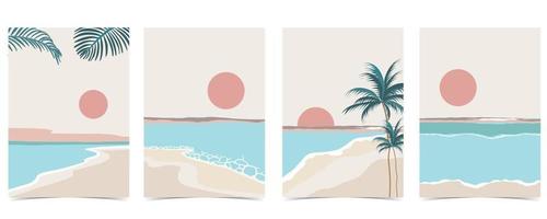 Beach background with sun,sea and sky in the daytime with pastel color vector