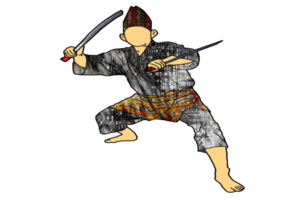 icon martial art Malay show skill movement with two machetes weapon png