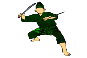 icon martial art Malay show skill movement with two machetes weapon png