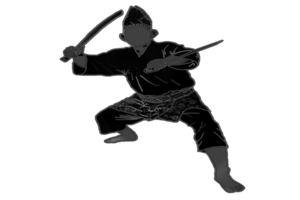 icon martial art Malay show skill movement with two machetes weapon png