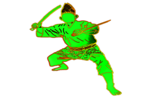 icône martial art malais spectacle compétence mouvement avec deux machettes arme png