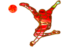 football icon of player jump and doing acrobatic bicycle kicking a ball png