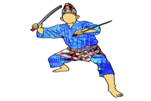 icon martial art Malay show skill movement with two machetes weapon png